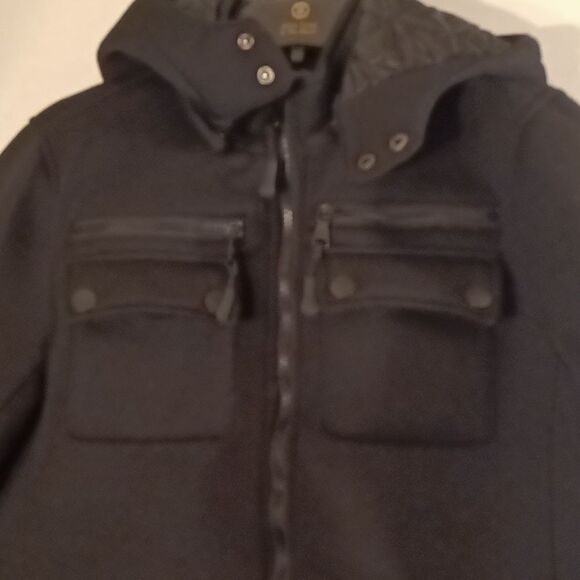 Urban Republic Black Soft Neoprene Shell Hooded Cargo Utility Jacket sz 16/18 - Picture 4 of 8